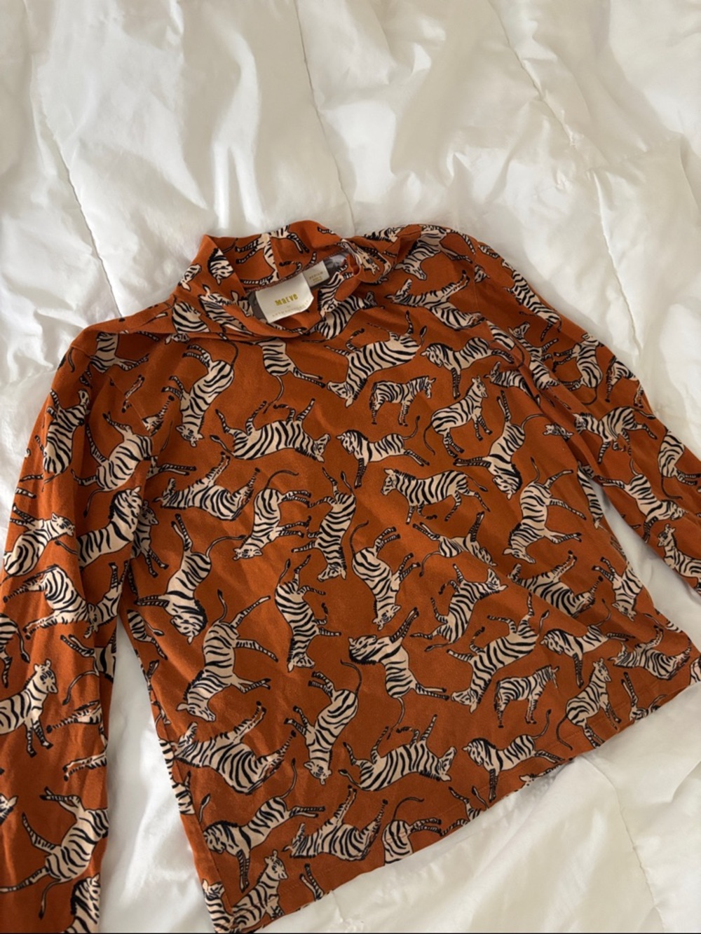 Anthropologie Zebra Long-Sleeve mock neck tee